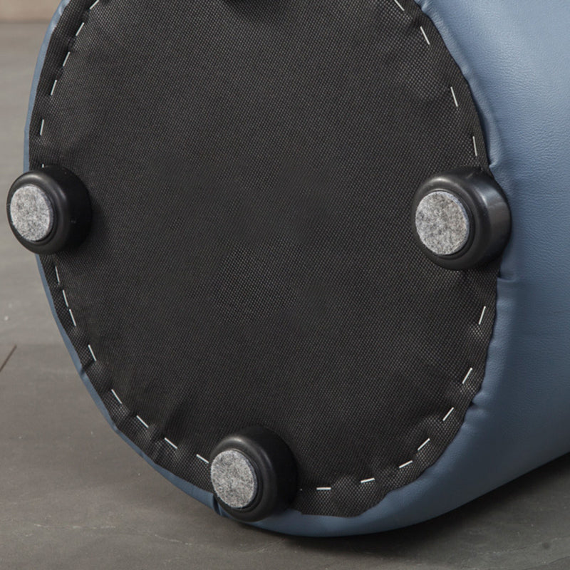 Contemporary Pouf Ottoman Genuine Leather Tufted Upholstered Solid Color Ottoman