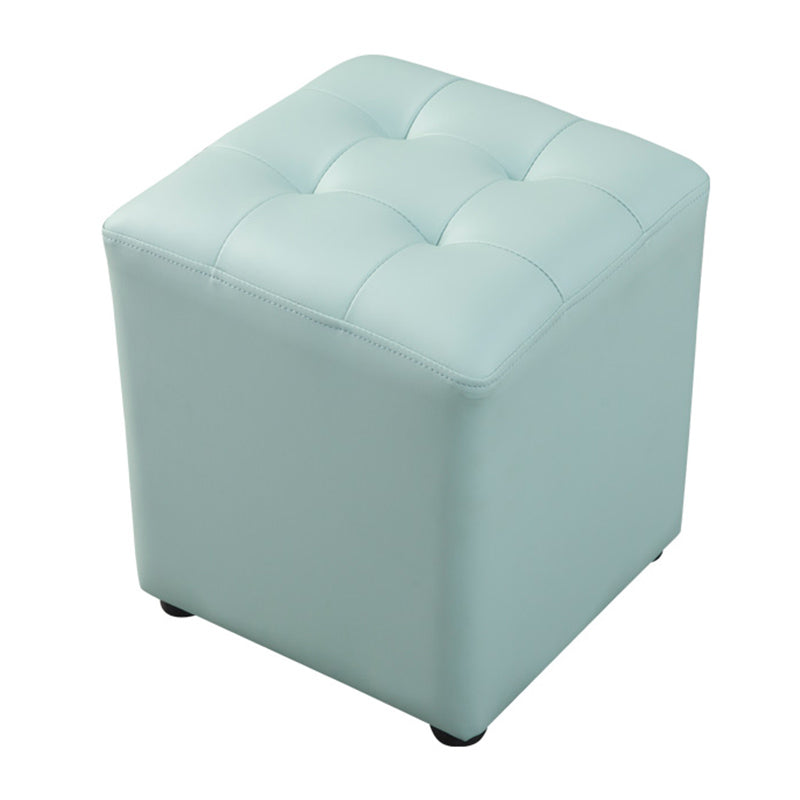 Contemporary Pouf Ottoman Genuine Leather Tufted Upholstered Solid Color Ottoman