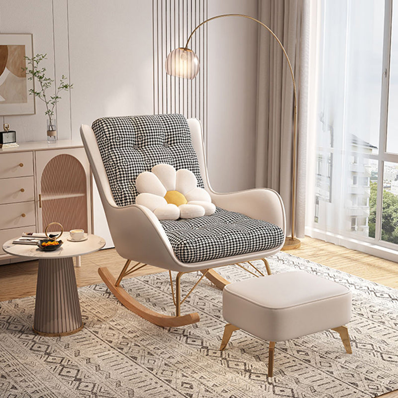Modern Rocking Chair Upholstered Tufted Cushions with Light Legs Glider