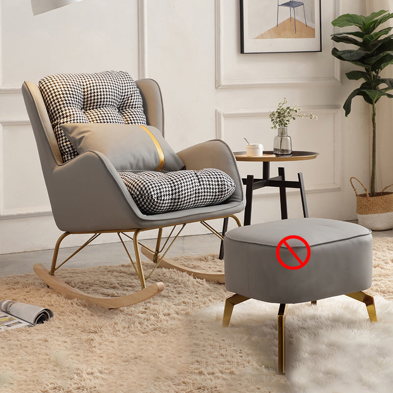 Modern Rocking Chair Upholstered Tufted Cushions with Light Legs Glider