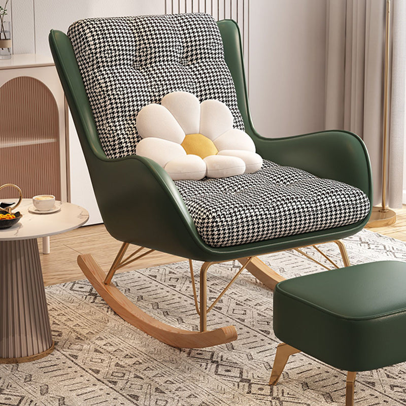 Modern Rocking Chair Upholstered Tufted Cushions with Light Legs Glider