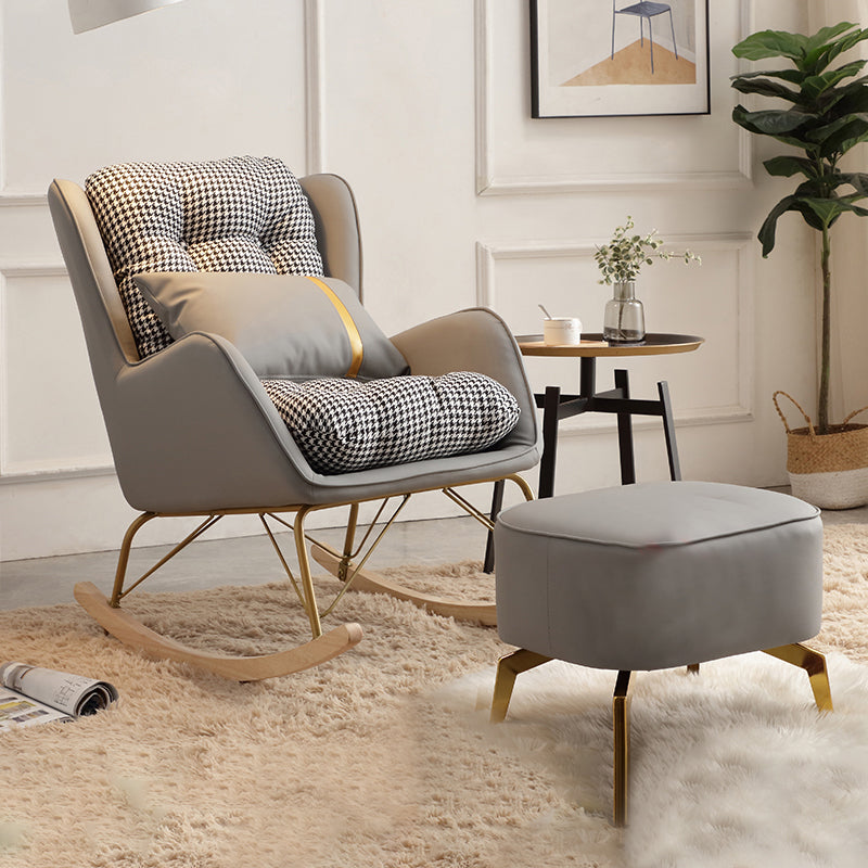 Modern Rocking Chair Upholstered Tufted Cushions with Light Legs Glider