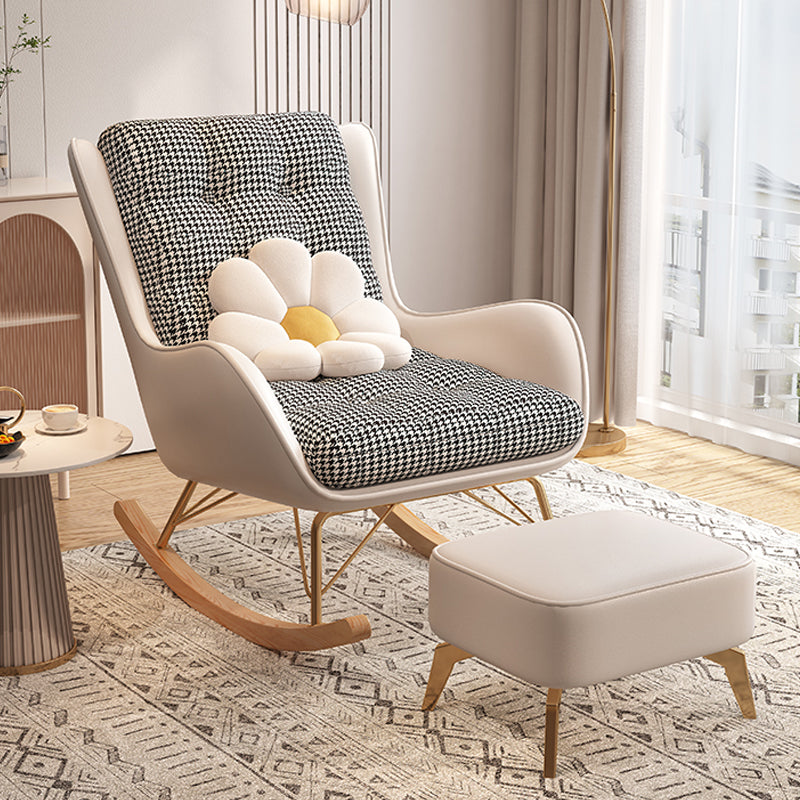 Modern Rocking Chair Upholstered Tufted Cushions with Light Legs Glider