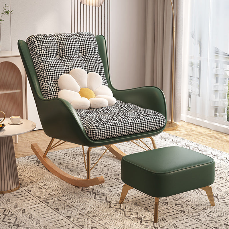 Modern Rocking Chair Upholstered Tufted Cushions with Light Legs Glider