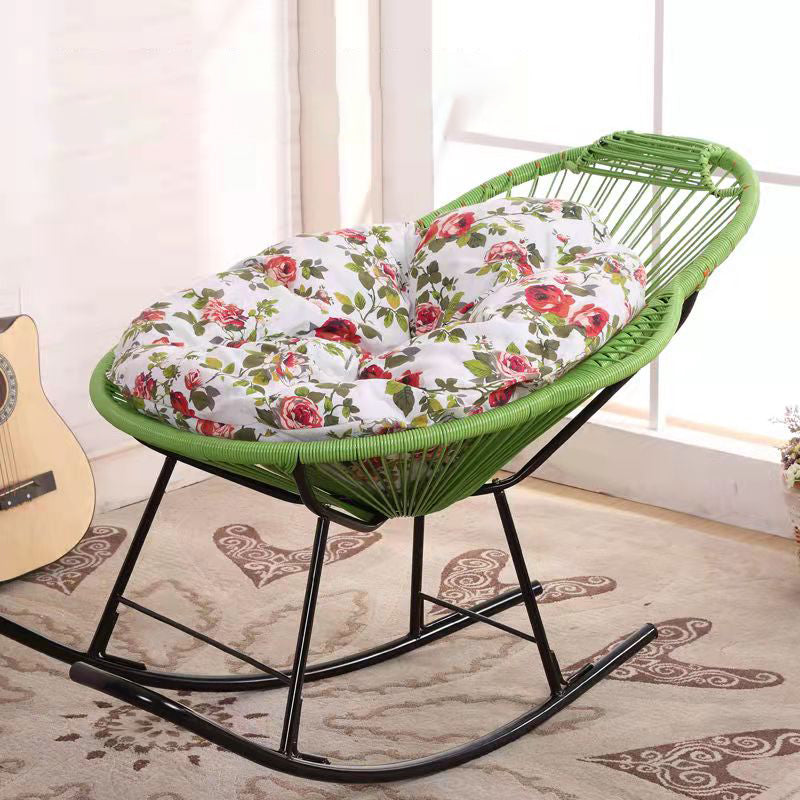 Modern Rattan Rocking Chair Plain Rocker Chair with Removable Cushions