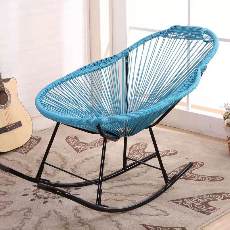 Modern Rattan Rocking Chair Plain Rocker Chair with Removable Cushions