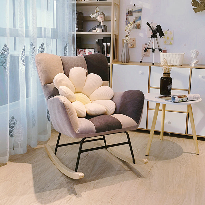 Fabric Rocking Chair Color Panel Contemporary Tufted Cushions Rocker Chair with Ottoman