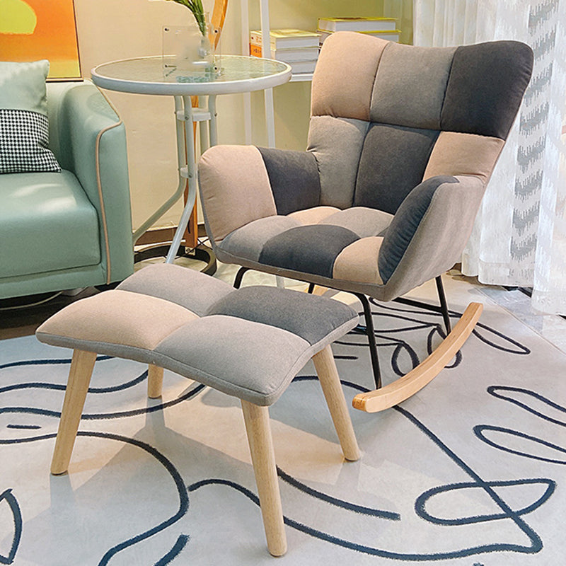 Fabric Rocking Chair Color Panel Contemporary Tufted Cushions Rocker Chair with Ottoman