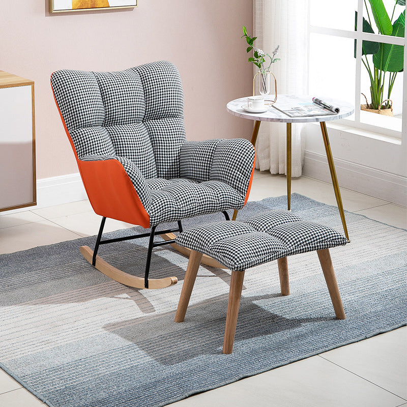 Fabric Rocking Chair Color Panel Contemporary Tufted Cushions Rocker Chair with Ottoman