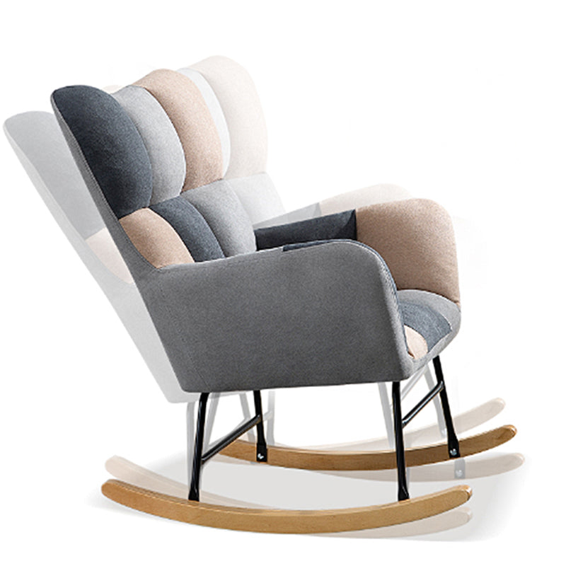 Fabric Rocking Chair Color Panel Contemporary Tufted Cushions Rocker Chair with Ottoman