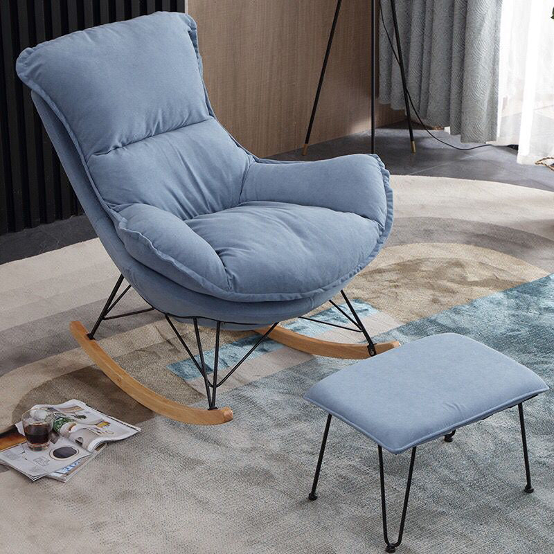 Contemporary Rocking Chair Cotton Upholstered Tufted Wing Chair Back Baby Rocking Chair