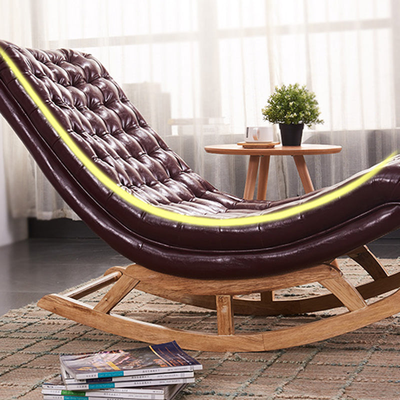 Living Room Rocker Chair Solid Tufted Cushions Leather Rocker Chair with Ottoman
