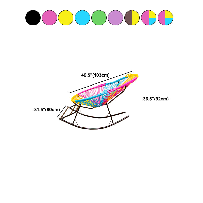 Contemporary Rocking Chair Rattan Wing Chair Back Solid Color Indoor Rocking Chair