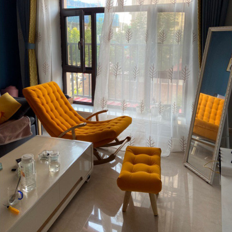 Leather Rocking Chair Plain Contemporary Tufted Cushions Rocking Chair with Ottoman