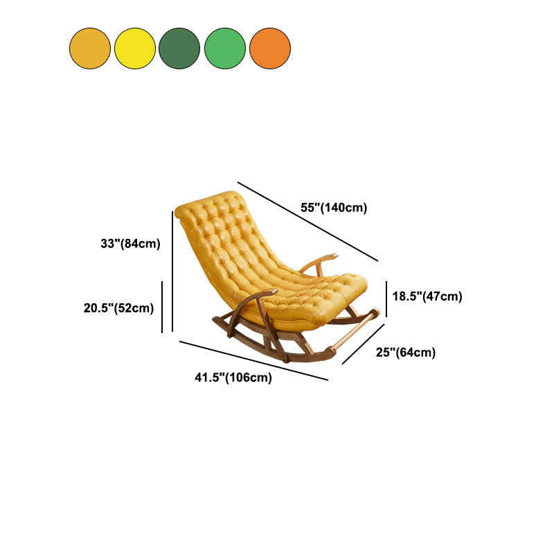 Leather Rocking Chair Plain Contemporary Tufted Cushions Rocking Chair with Ottoman