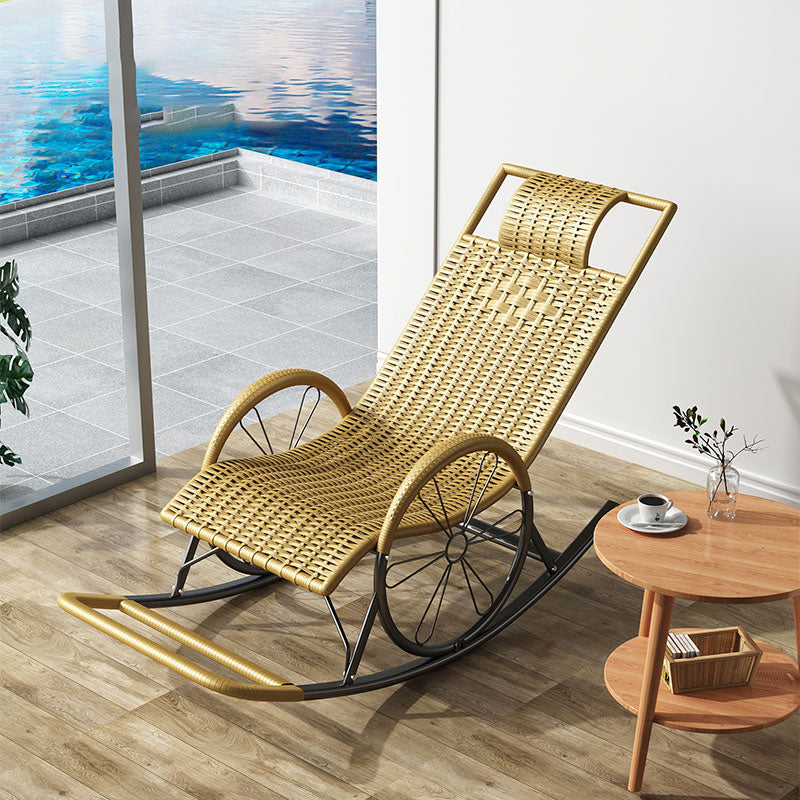Modern Wicker Rocking Chair Brown Water Resistant Rocker for Living Room