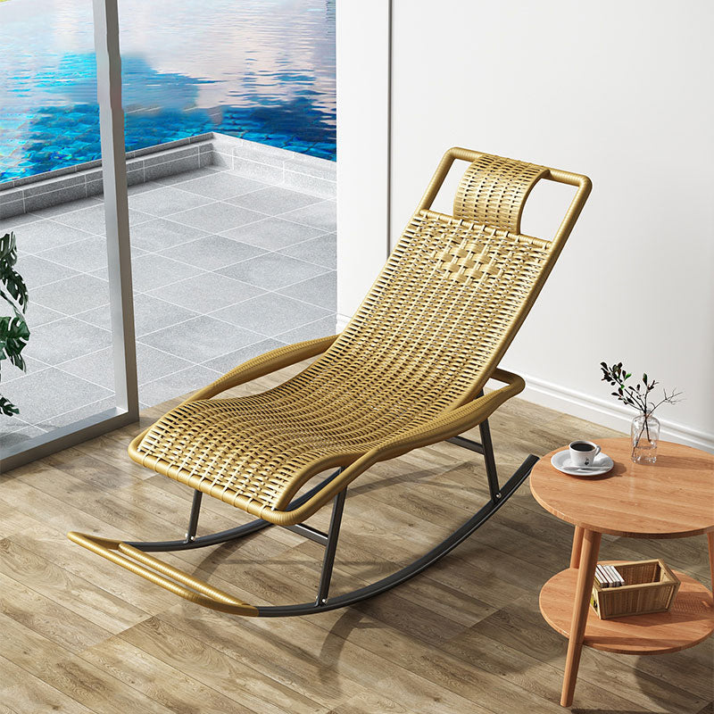 Modern Wicker Rocking Chair Brown Water Resistant Rocker for Living Room