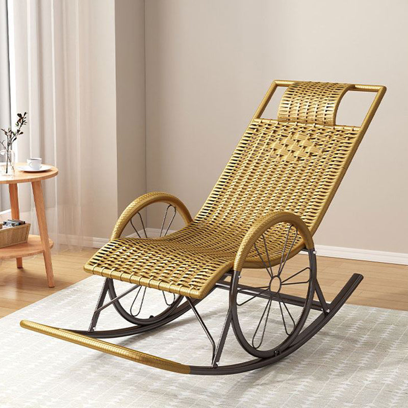 Modern Wicker Rocking Chair Brown Water Resistant Rocker for Living Room