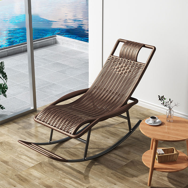 Modern Wicker Rocking Chair Brown Water Resistant Rocker for Living Room