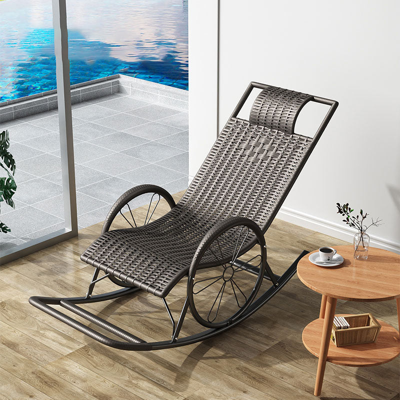 Modern Wicker Rocking Chair Brown Water Resistant Rocker for Living Room
