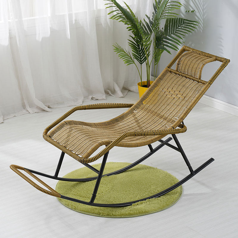 Modern Wicker Rocking Chair Brown Water Resistant Rocker for Living Room