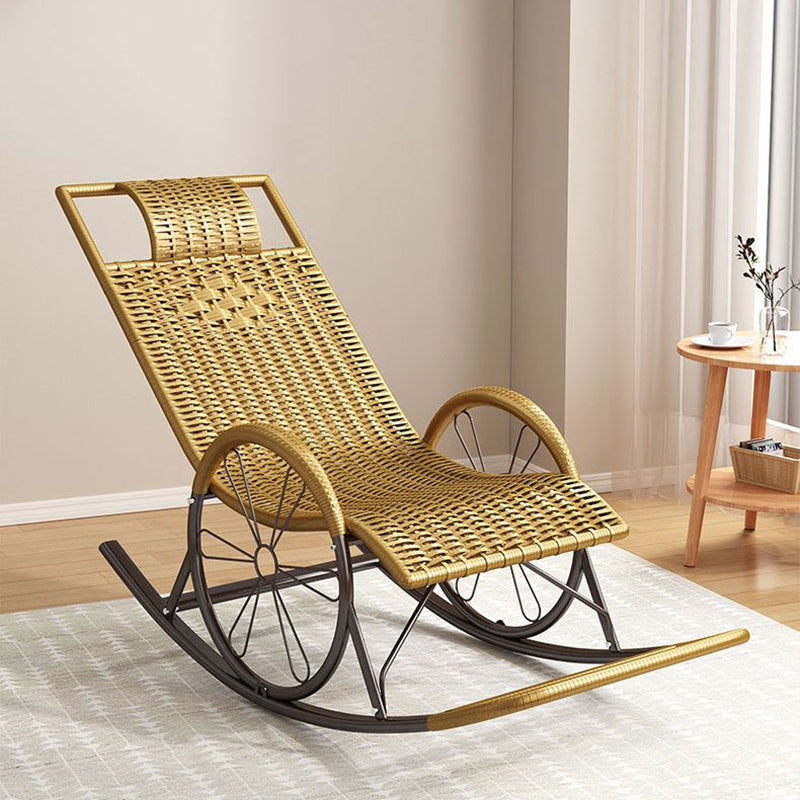 Modern Wicker Rocking Chair Brown Water Resistant Rocker for Living Room