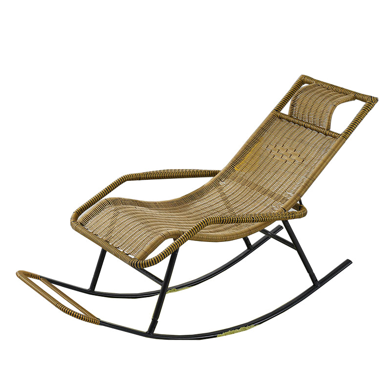 Modern Wicker Rocking Chair Brown Water Resistant Rocker for Living Room