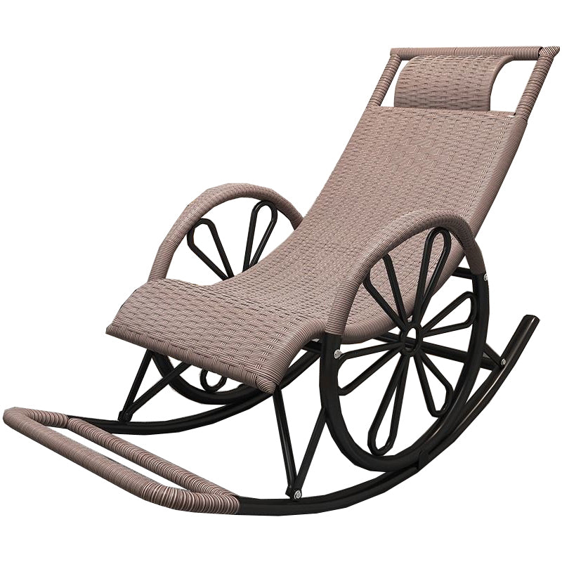Modern Rocking Chair Wicker Woven Rope Weather-Resistant Recliner Chair