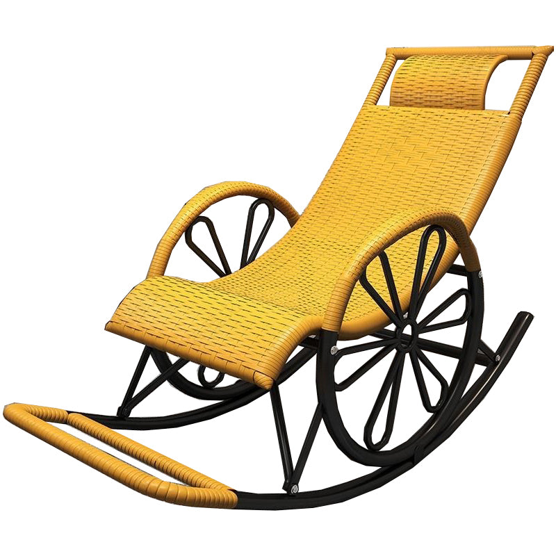 Modern Rocking Chair Wicker Woven Rope Weather-Resistant Recliner Chair