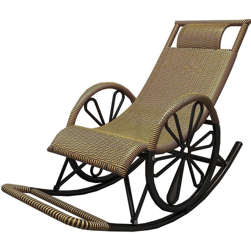 Modern Rocking Chair Wicker Woven Rope Weather-Resistant Recliner Chair