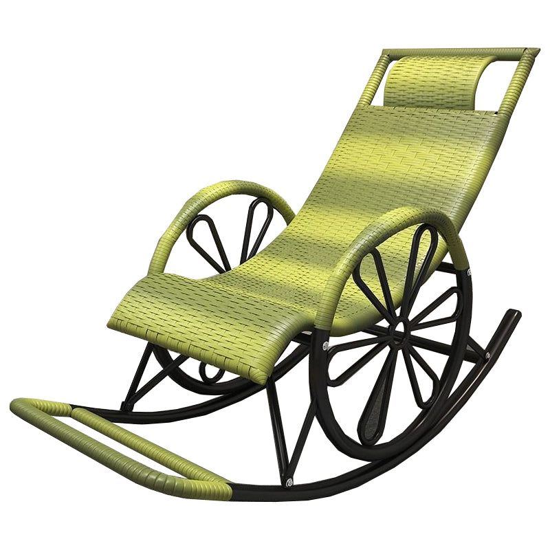 Modern Rocking Chair Wicker Woven Rope Weather-Resistant Recliner Chair