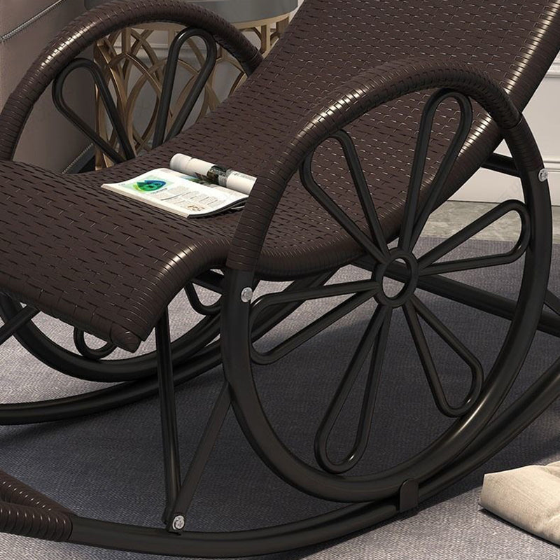 Modern Rocking Chair Wicker Woven Rope Weather-Resistant Recliner Chair