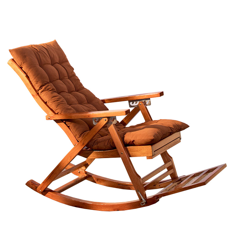 Traditional Rocking Chair Solid Wood Frame Slatted Backrest Indoor Rocking Chair