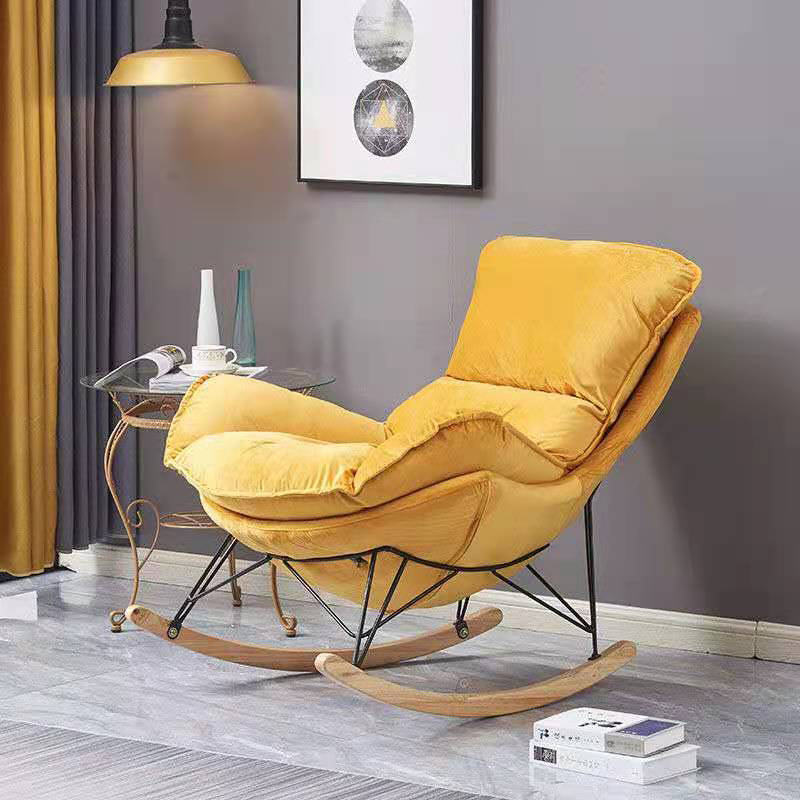 Modern Solid Color Rocking Chair Water Resistant Faux Leather with Cushions