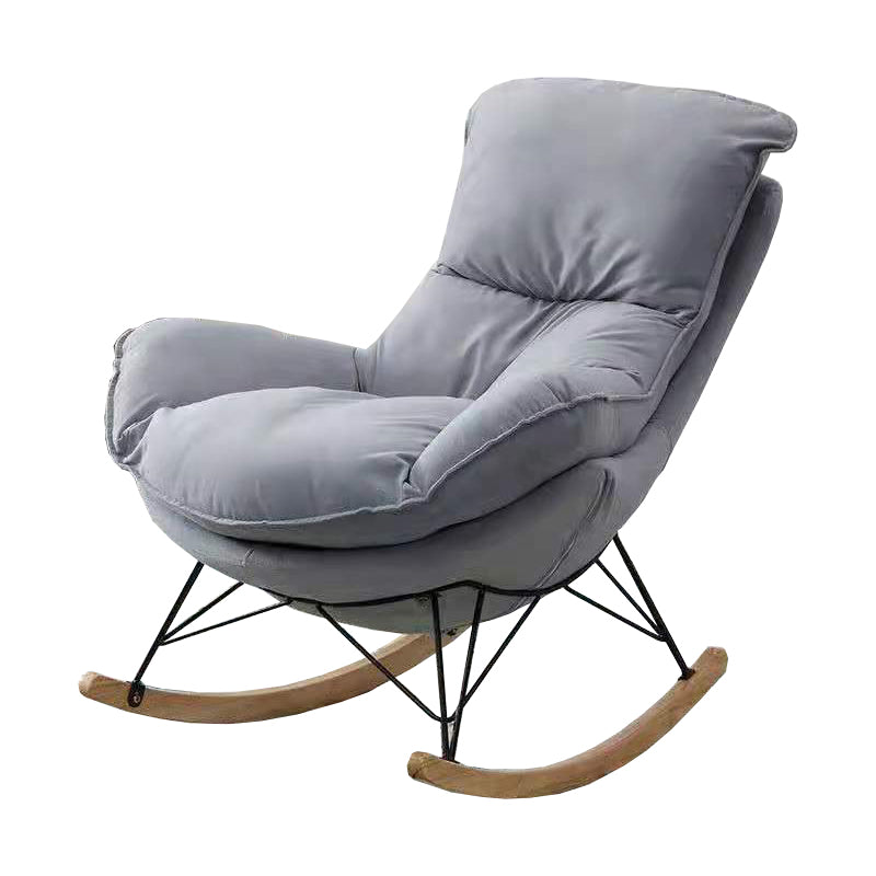 Modern Solid Color Rocking Chair Water Resistant Faux Leather with Cushions