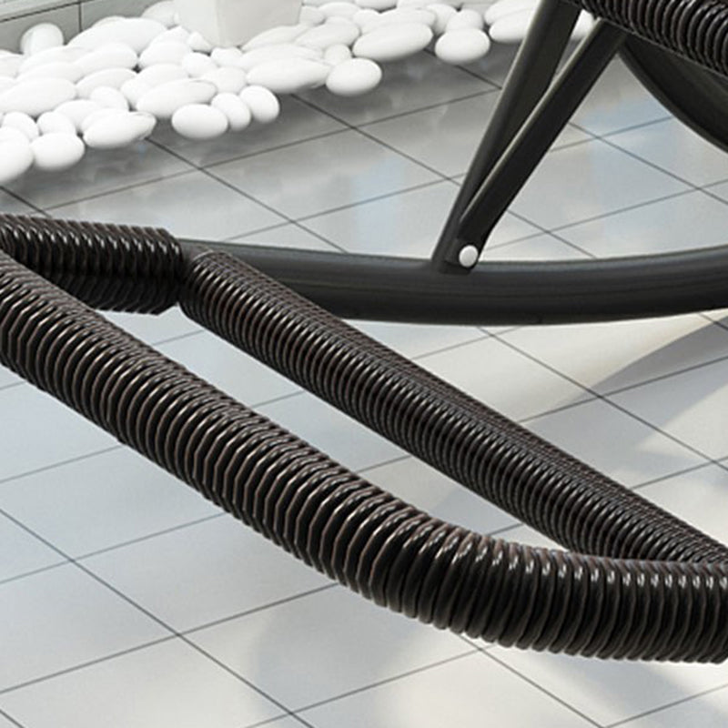 Modern Spindle Rattan Rocking Chair Metal Frame Wheel Handrail Design Rocker Chair