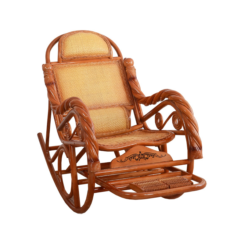 Traditional Rocking Chair Rattan Frame Spindle Backrest Indoor Rocking Chair
