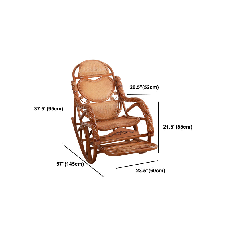 Traditional Rocking Chair Rattan Frame Spindle Backrest Indoor Rocking Chair