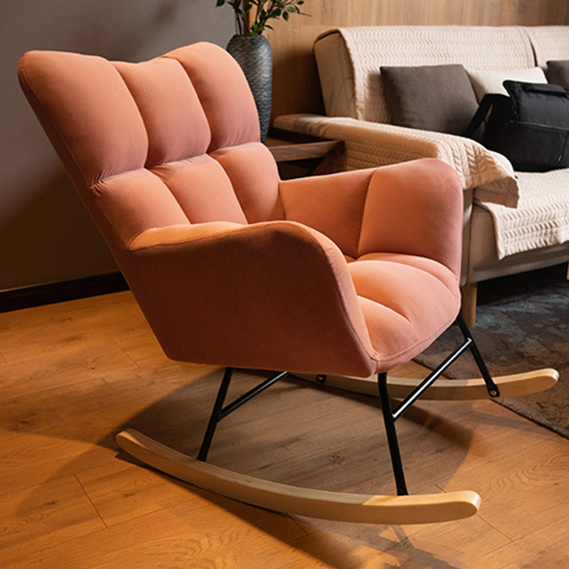 Contemporary Rocker Chair Color Block Tufted Cushions Fabric Living Room Rocker Chair