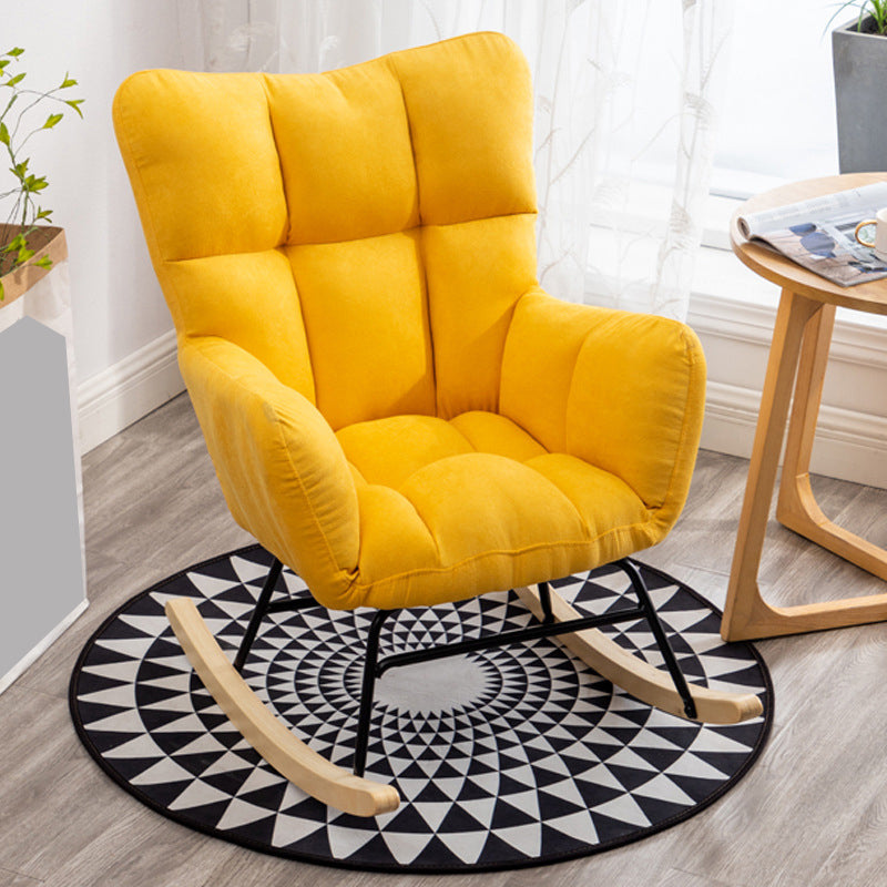 Contemporary Rocker Chair Color Block Tufted Cushions Fabric Living Room Rocker Chair