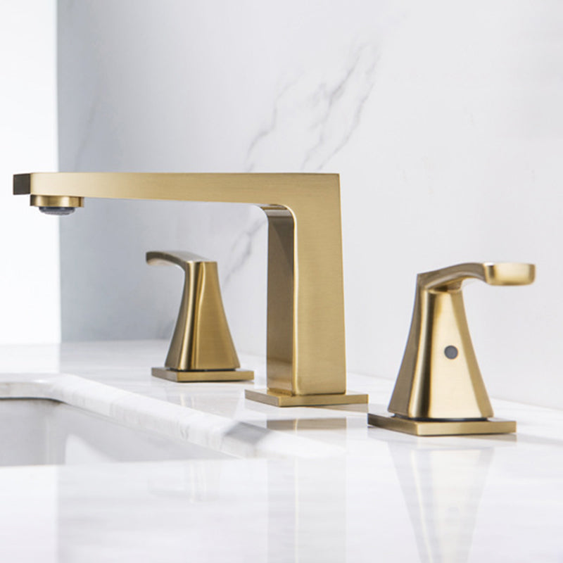 Modern 2-Handle Bathroom Sink Faucet 3 Hole Widespread Bathroom Faucet with Steel