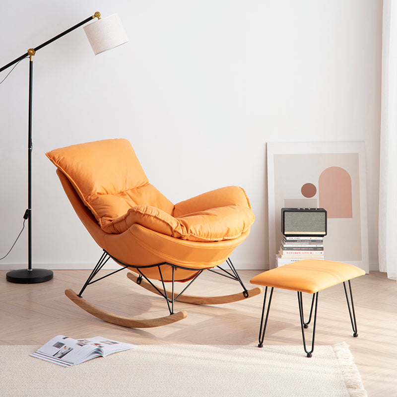 Faux Leather Gorgeous Rocking Chair Removable Cushions Rocker Chair for Living Room