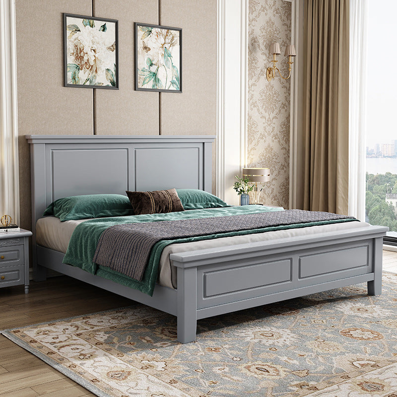 84.65 inch Wide Traditional Panel Bed Solid Wood Bed Frame with Headboard