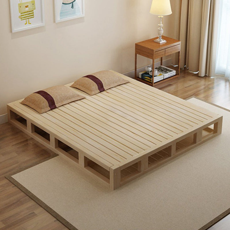 84.65 inch Wide Tropical Bed Frame Natural Solid Wood Platform Bed Frame