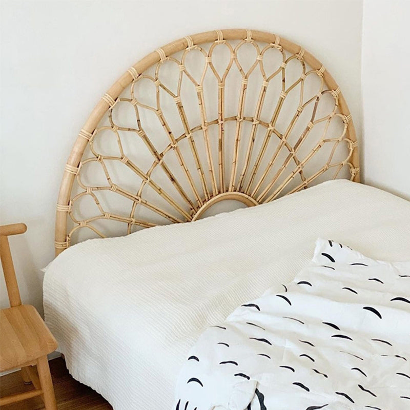 84.65 inch Wide Tropical Bed Frame Natural Solid Wood Platform Bed Frame