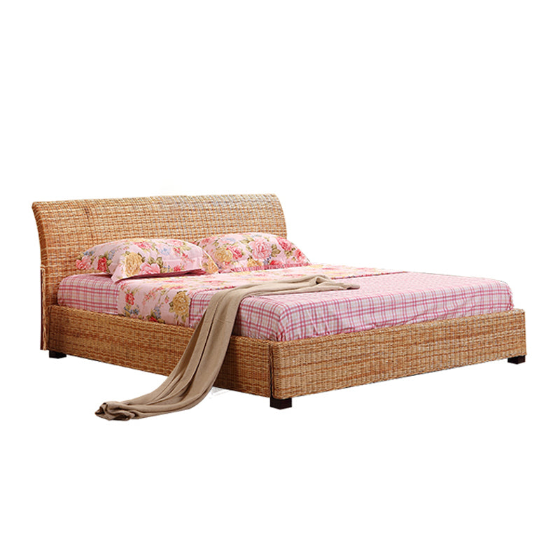 Tropical Rattan Standard Bed Brown 37.40" High Bed with Headboard