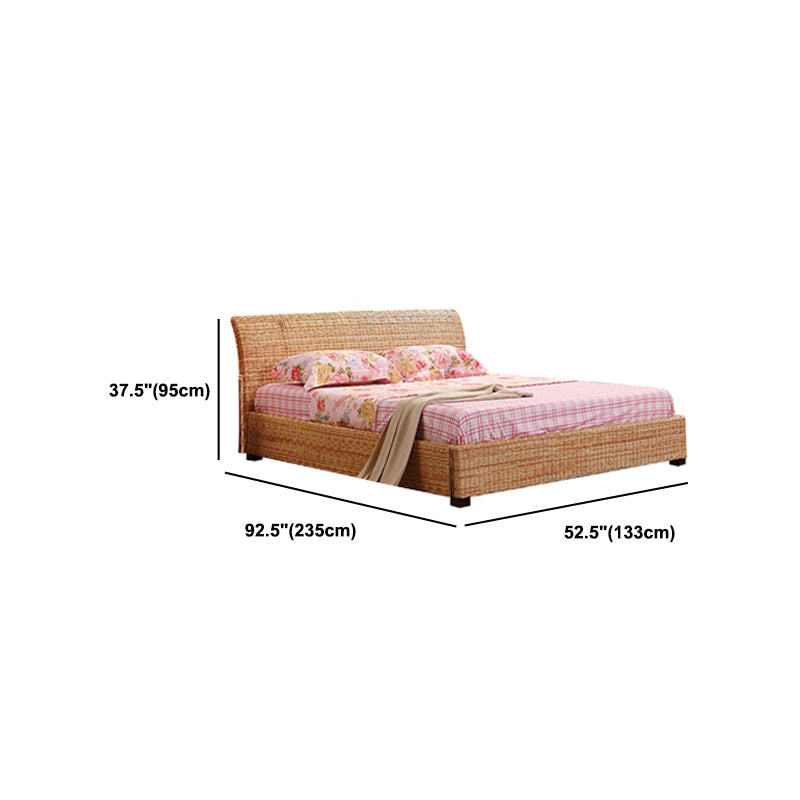 Tropical Rattan Standard Bed Brown 37.40" High Bed with Headboard