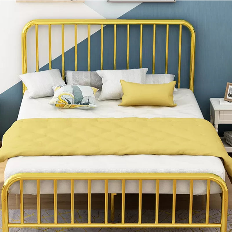 Contemporary Slat with Headboard Rectangular with Metal Legs Metal Slat Bed