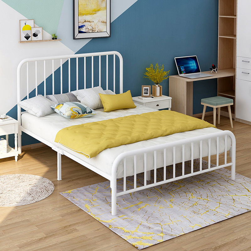 Contemporary Slat with Headboard Rectangular with Metal Legs Metal Slat Bed