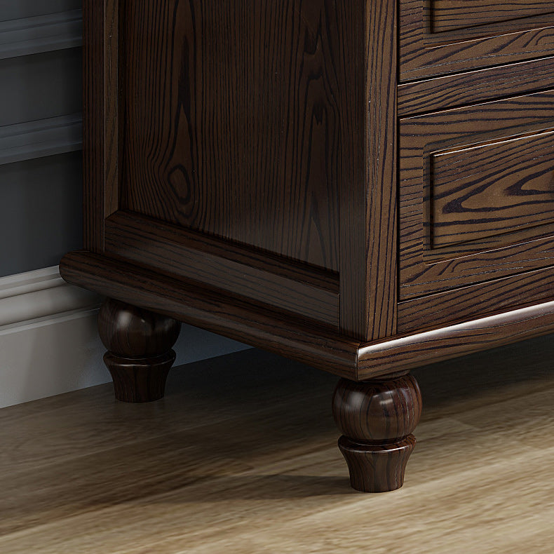Contemporary Accent Chest with 5 Drawers and Bun Feet in Solid Wood